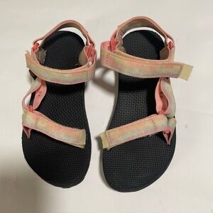 Teva Kids Tie-Dye Pink Yellow Strap Sandals